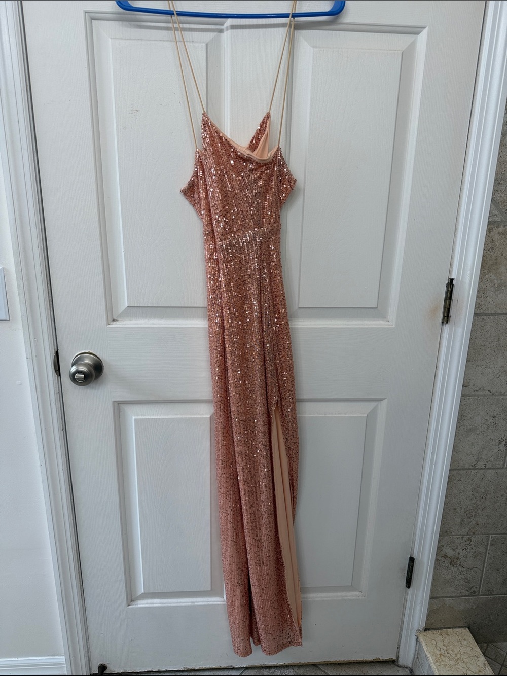 Hello Molly Rose Gold Sequin Maxi Gown with Slit